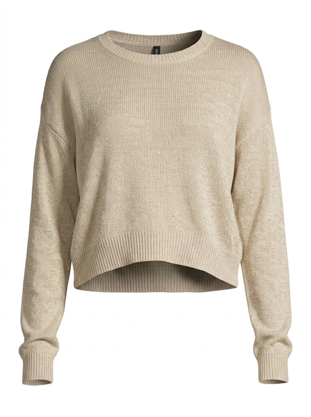 H&M Divided Beige Cropped Crew Neck Knit Sweater Women Size S
